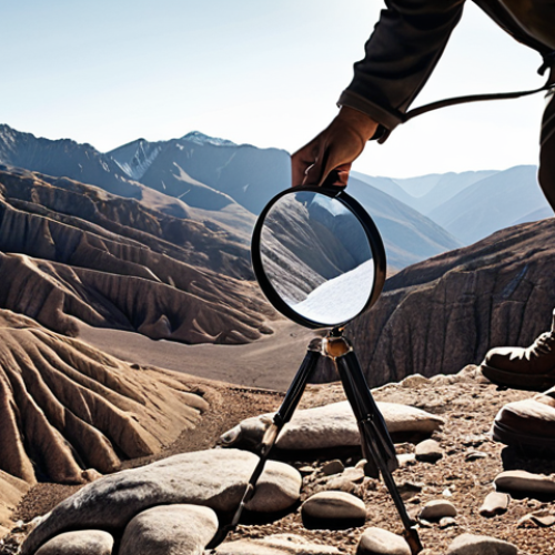 **A geologist examining rock formations in a vast, mountainous landscape, using a magnifying glass; dramatic lighting, realistic.** (Focuses on practical skills and a specific field.)