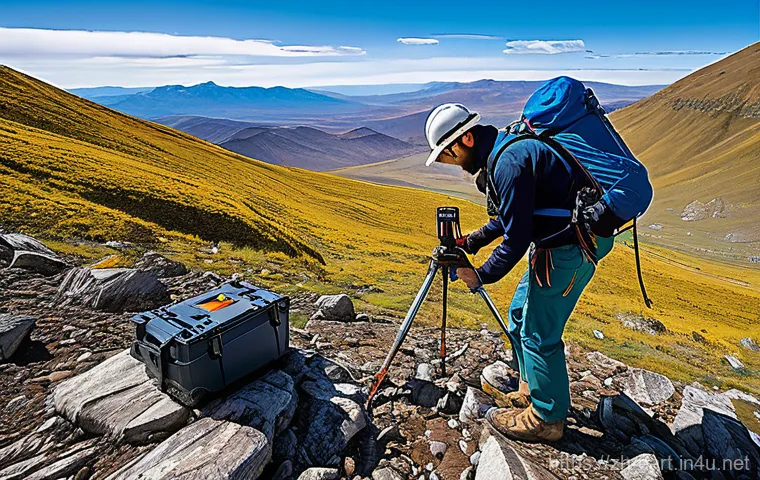 지구과학자 현장 실습 경험 공유 - **Prompt 1: Modern Geologists in Rugged Terrain**
    "A team of diverse geologists, including young...
