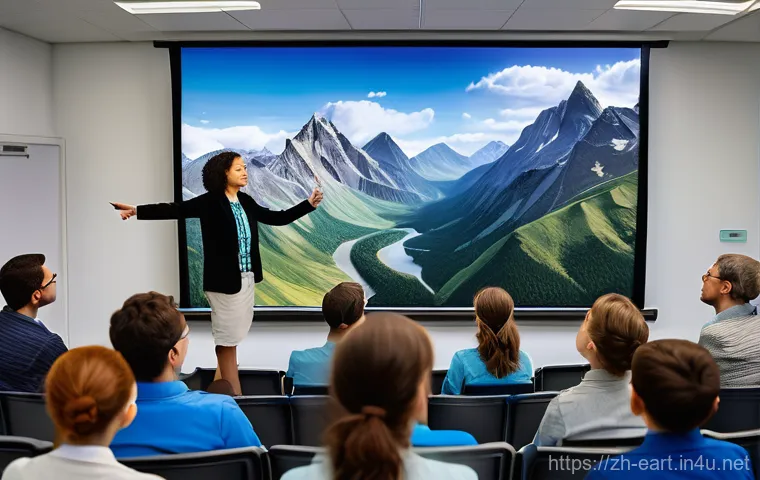 지구과학자 연구보고서 작성법 - **Prompt:** A diverse group of people, including adults and several children (all wearing age-approp...