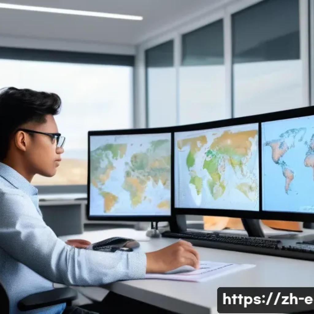 지구과학자 연구소 면접 준비 - A professional young geoscientist in smart casual attire, attentively analyzing detailed geological ...