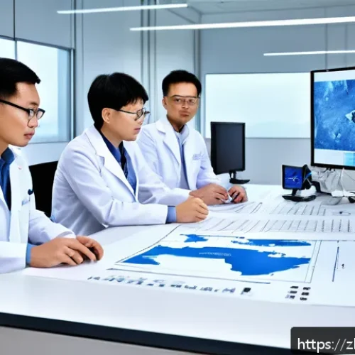 지구과학자 연구비 지원 제도 - A high-tech geoscience laboratory bustling with diverse researchers collaborating on advanced geolog...