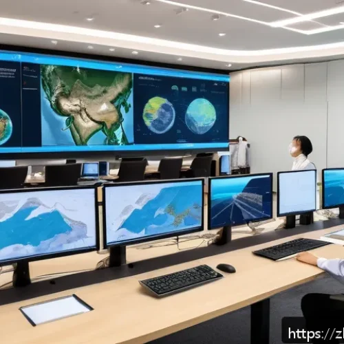 지구과학자 기업 연구직 지원 방법 - A modern geoscience research laboratory scene featuring diverse professionals in business casual att...
